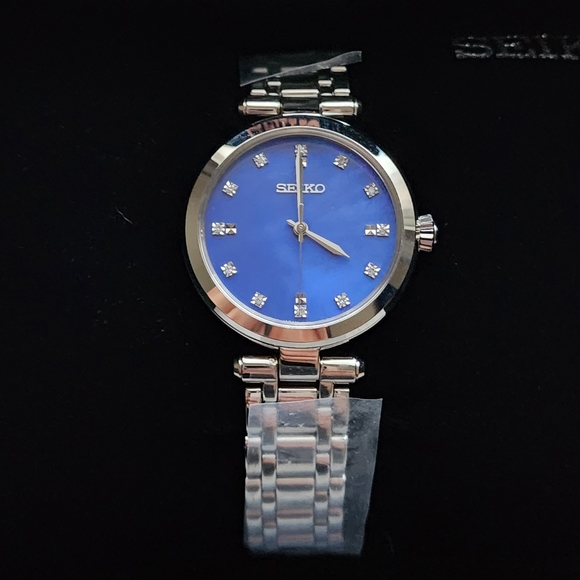 SEIKO, Women's Stainless Steel Diamond Blue Dial Watch Quartz. - Picture 4 of 8
